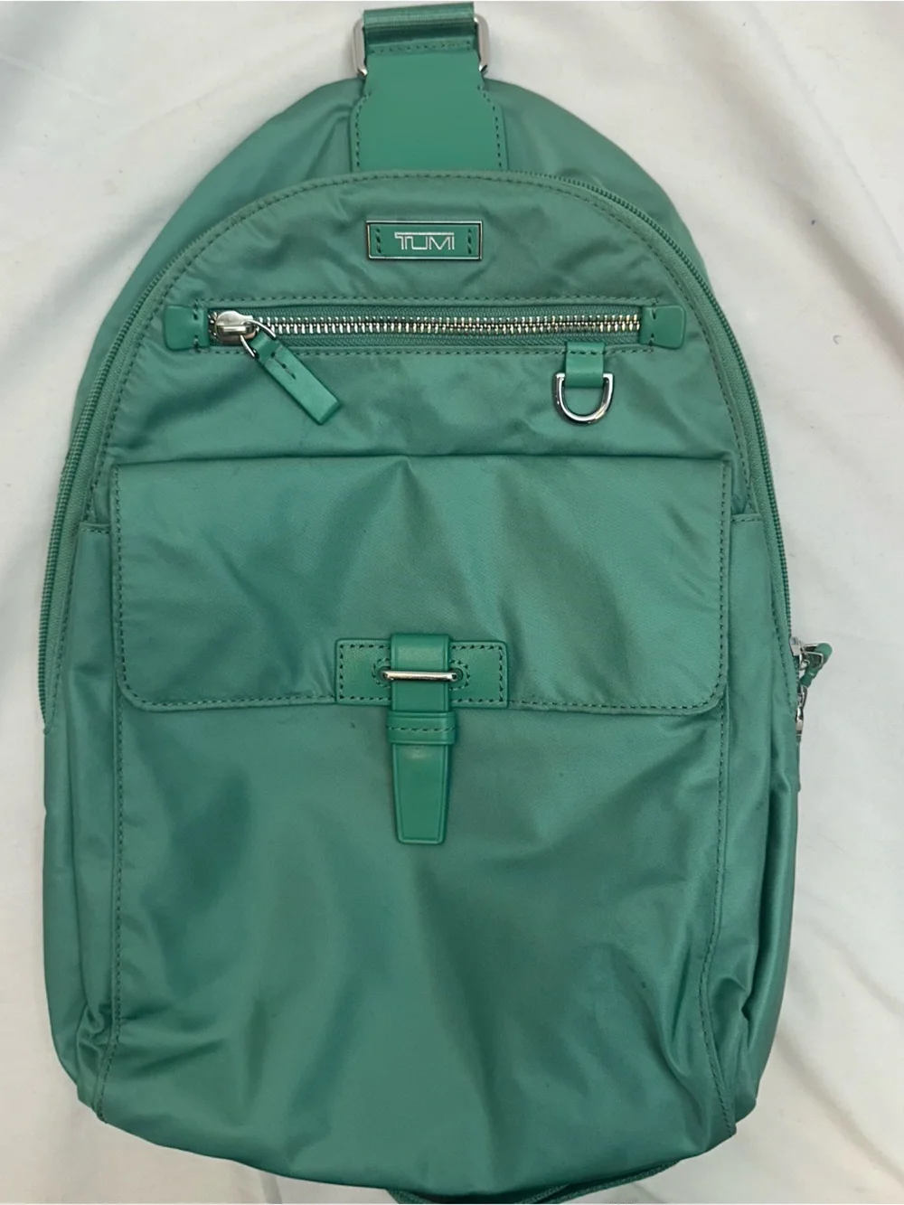 Tumi Green Nylon Single-Shoulder Sling Backpack